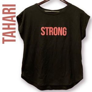 Tahari Strong  Breast Cancer Awareness T shirt, Pink, Black, Size M